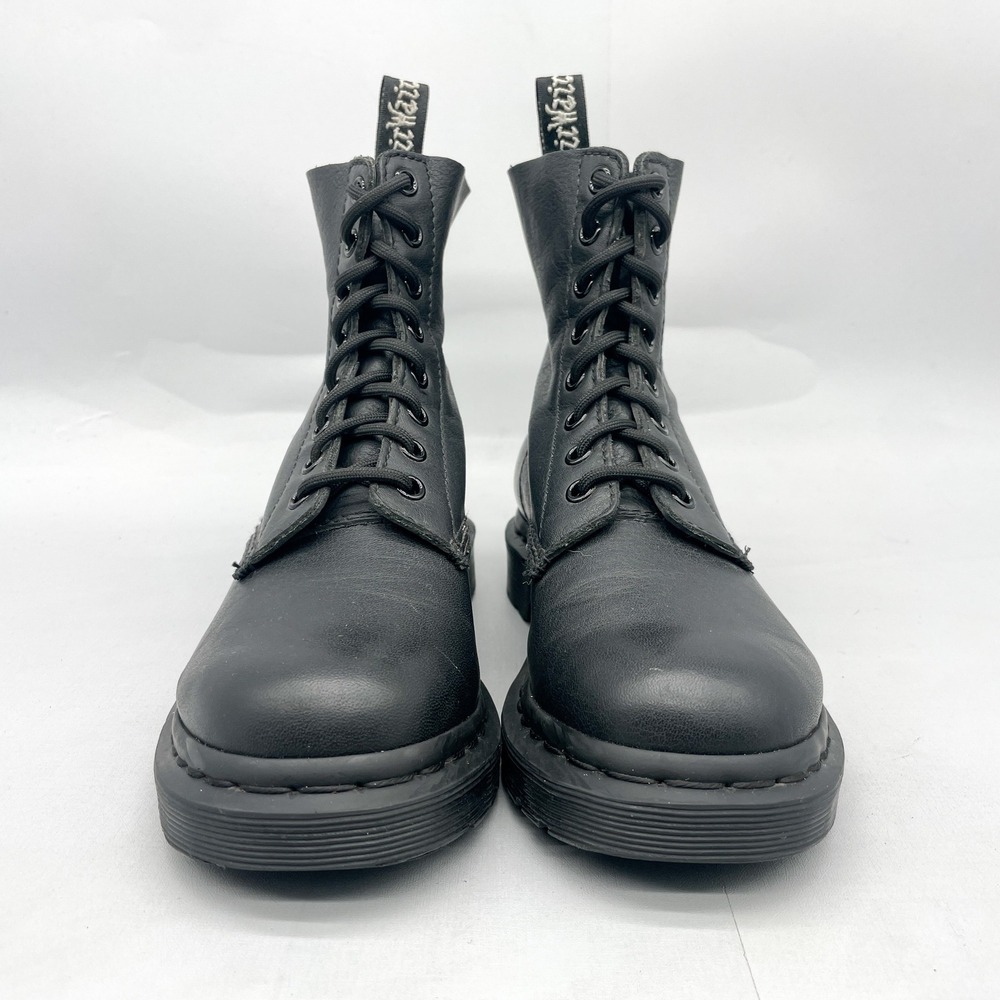 Dr Martens 1460 Pascal Mono Womens 6 Black Leather Combat Boots Goth Grunge Punk - Picture 2 of 11